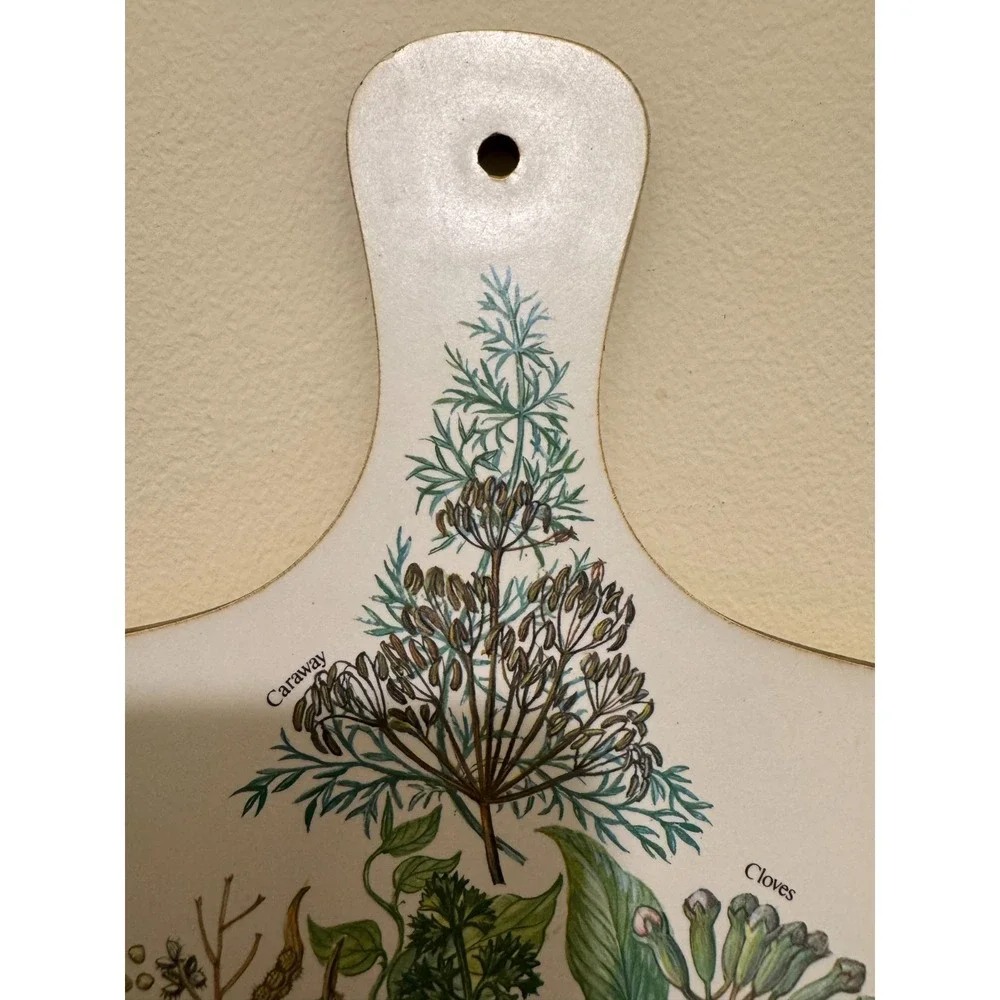 Vintage-Style Herb Illustration Botanical Pattern Cutting Board - Decor Only
